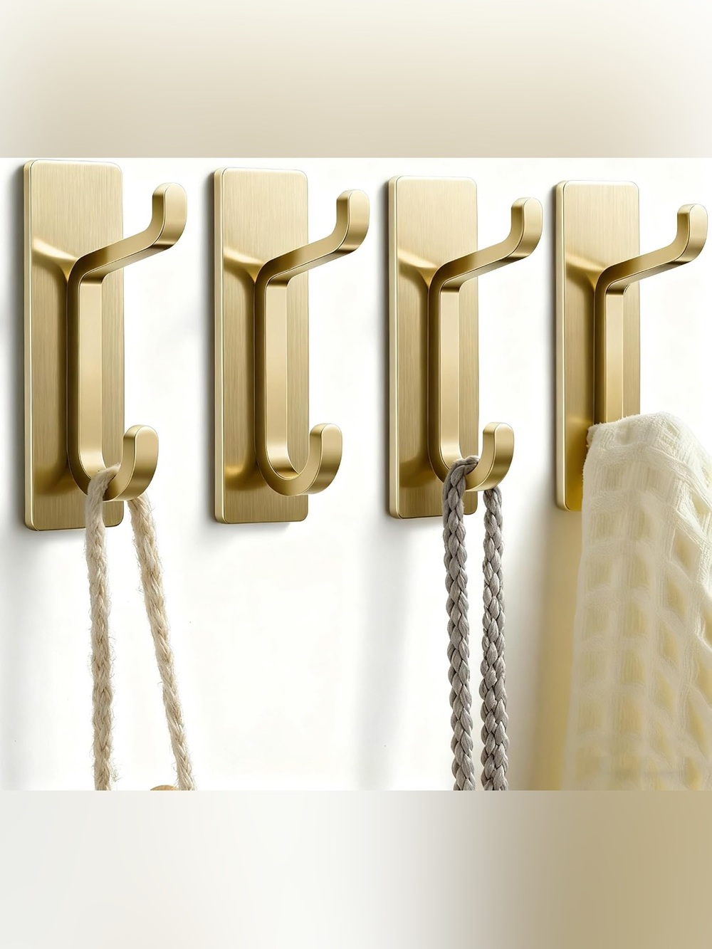 4 pack Brushed Gold Wall Hook Sleek Metal Coat & Towel Hanger Holds 13 lbs each